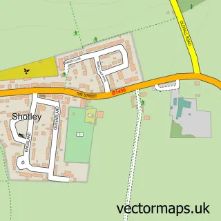 Street map sample of Shotley, Suffolk