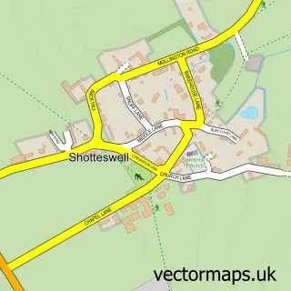 Street map sample of Shotteswell, Warwickshire