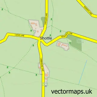 Street map sample of Shottle, Derbyshire