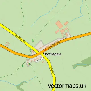 Street map sample of Shottlegate, Derbyshire