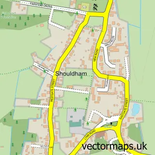 Street map sample of Shouldham, Norfolk