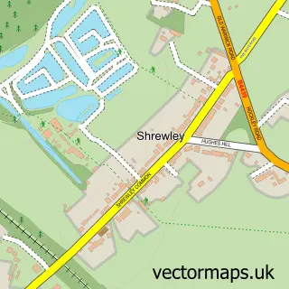 Street map sample of Shrewley, Warwickshire