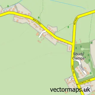 Street map sample of Shudy Camps, Cambridgeshire