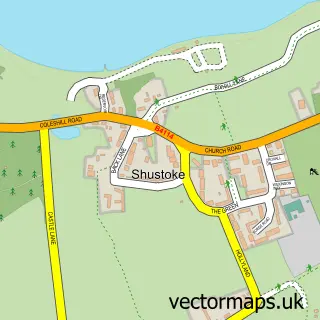 Street map sample of Shustoke, Warwickshire