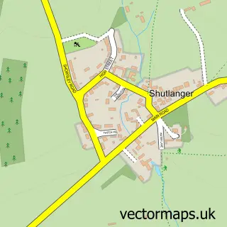 Street map sample of Shutlanger, Northamptonshire
