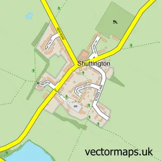 Street map sample of Shuttington, Warwickshire