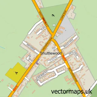Street map sample of Shuttlewood, Derbyshire