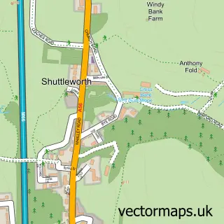 Street map sample of Shuttleworth, Greater Manchester