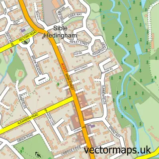 Street map sample of Sible Hedingham, Essex