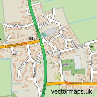 Street map sample of Sibsey, Lincolnshire