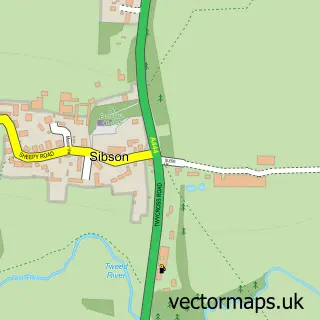 Street map sample of Sibson, Leicestershire