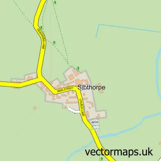 Street map sample of Sibthorpe, Nottinghamshire