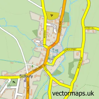 Street map sample of Sidbury, Devon