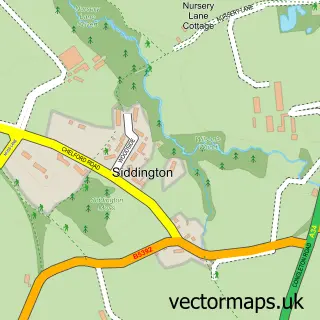 Street map sample of Siddington, Cheshire