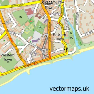 Street map sample of Sidmouth, Devon