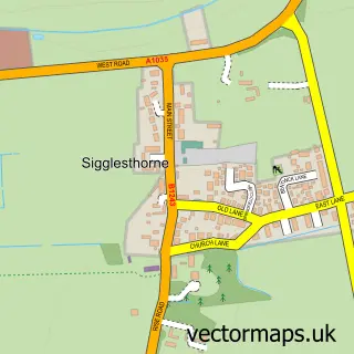Street map sample of Sigglesthorne, East Riding of Yorkshire
