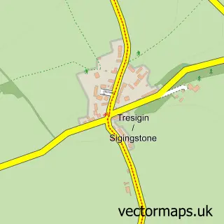 Street map sample of Sigingstone, South Glamorgan