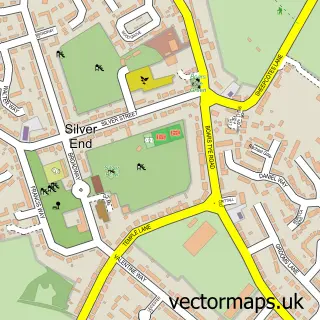 Street map sample of Silver End, Essex