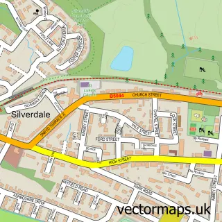 Street map sample of Silverdale, Staffordshire