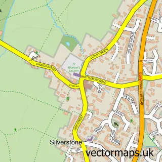 Street map sample of Silverstone, Northamptonshire