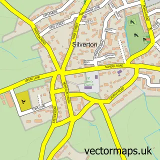 Street map sample of Silverton, Devon