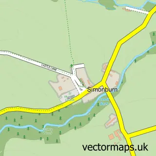 Street map sample of Simonburn, Northumberland