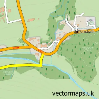 Street map sample of Simonsbath, Somerset