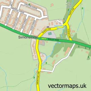 Street map sample of Simonstone, Lancashire