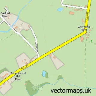 Street map sample of Simonswood, Lancashire