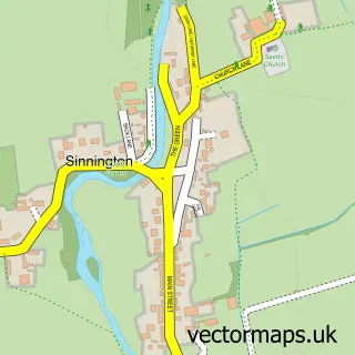 Street map sample of Sinnington, North Yorkshire
