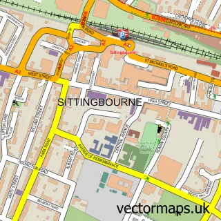 Street map sample of Sittingbourne, Kent