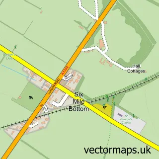 Street map sample of Six Mile Bottom, Cambridgeshire
