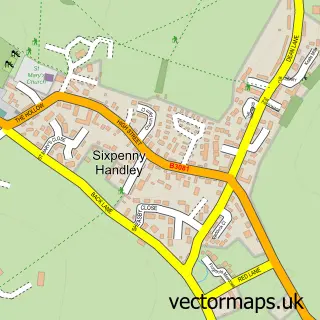 Street map sample of Sixpenny Handley, Dorset