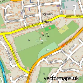 Street map sample of Skewen, West Glamorgan