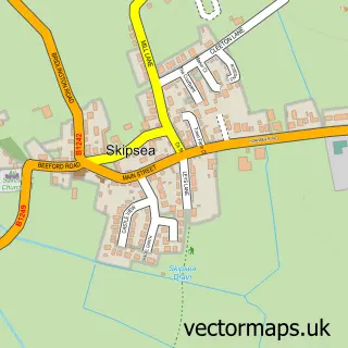 Street map sample of Skipsea, East Riding of Yorkshire
