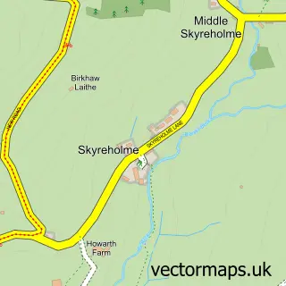 Street map sample of Skyreholme, North Yorkshire