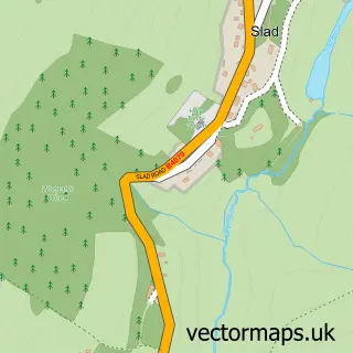 Street map sample of Slad, Gloucestershire