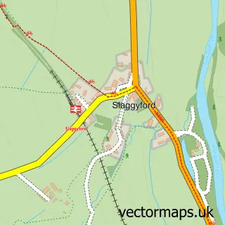 Street map sample of Slaggyford, Northumberland