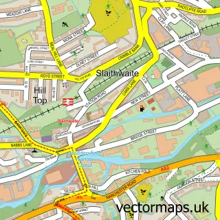 Street map sample of Slaithwaite, West Yorkshire