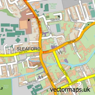 Street map sample of Sleaford, Lincolnshire