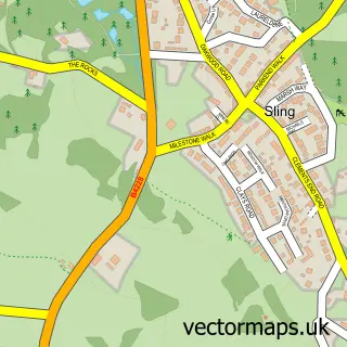 Street map sample of Sling, Gloucestershire