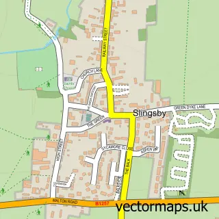 Street map sample of Slingsby, North Yorkshire