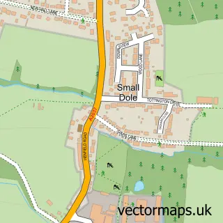 Street map sample of Small Dole, West Sussex