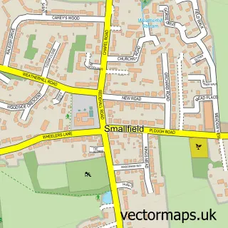 Street map sample of Smallfield, Surrey