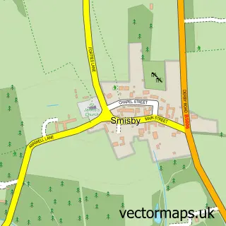 Street map sample of Smisby, Derbyshire