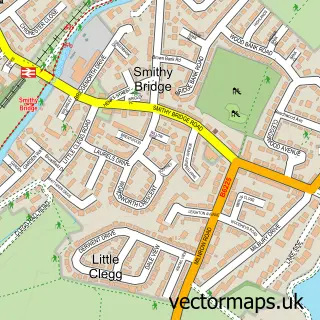 Street map sample of Smithy Bridge, Greater Manchester