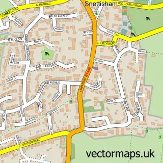 Street map sample of Snettisham, Norfolk