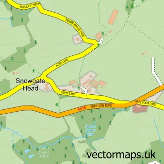 Street map sample of Snowgate Head, West Yorkshire
