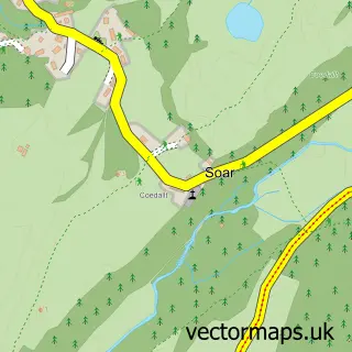 Street map sample of Soar, Gwynedd