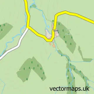 Street map sample of Soar, Clwyd